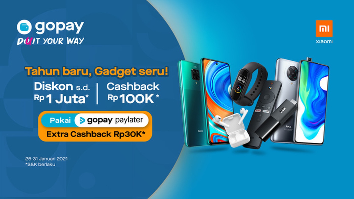 Promo Xiaomi Cashback GoPay Rp100.000 + Rp30.000 dengan PayLater GoPay