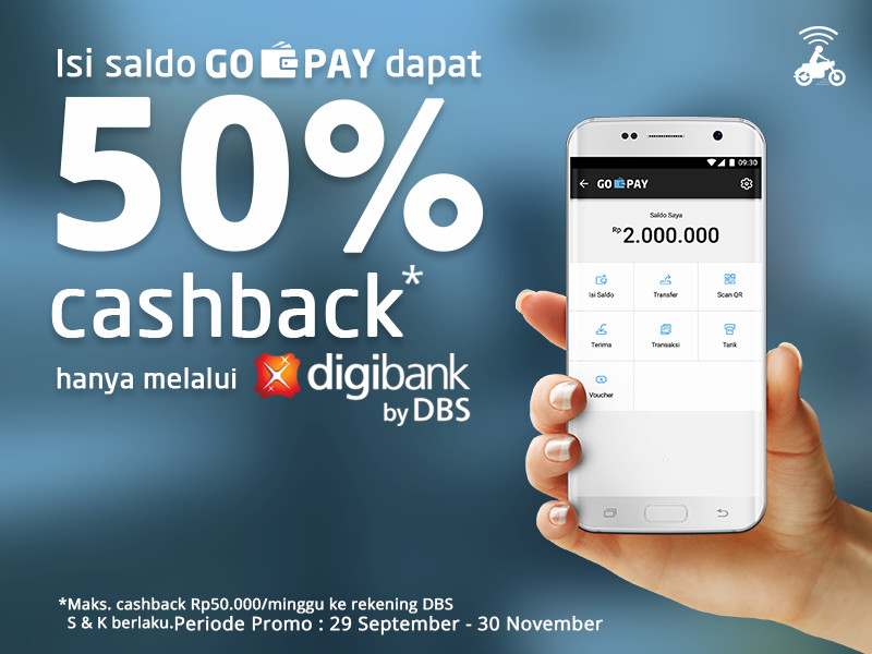 Isi Saldo GO-PAY pakai Digibank Bisa dapat Cashback 50%