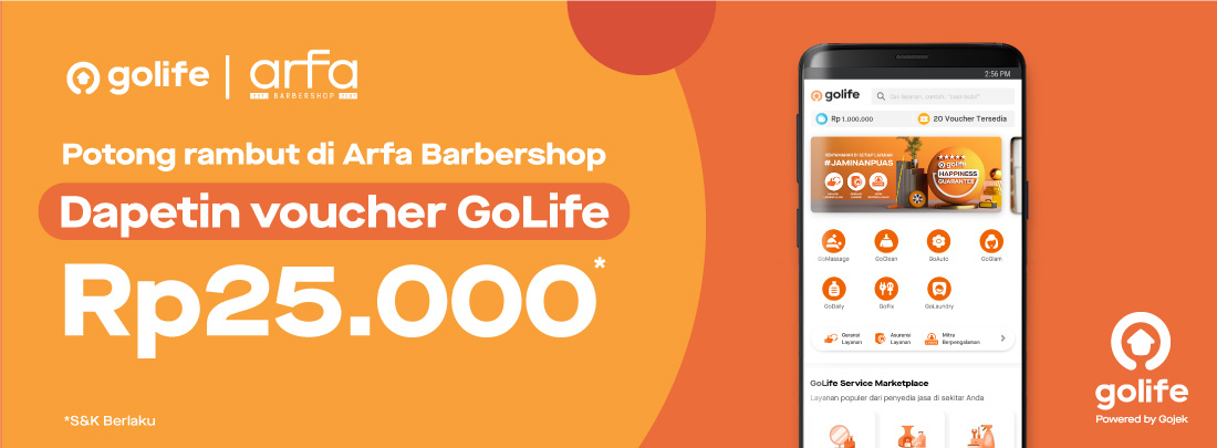 Voucher GoLife Rp25.000 Tiap Potong Rambut di Arfa Barbershop