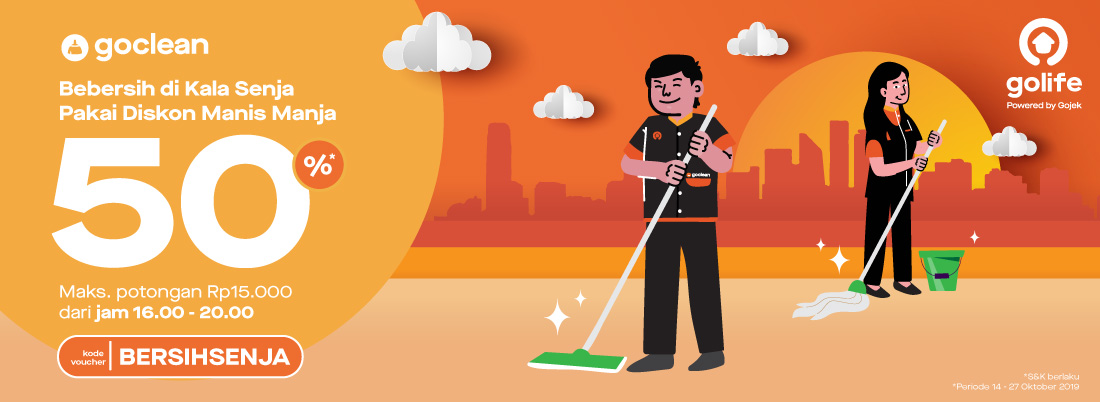 Diskon 50% Bebersih Rumah Sama GoClean, Sikat!