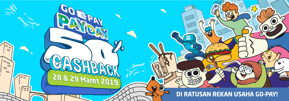 Promo GO-PAY PAY DAY Maret 2019: Cashback 50% di Mana-mana