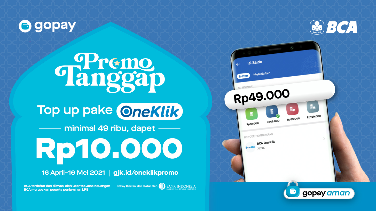 Promo OneKlik: Bonus Saldo GoPay Rp10.000