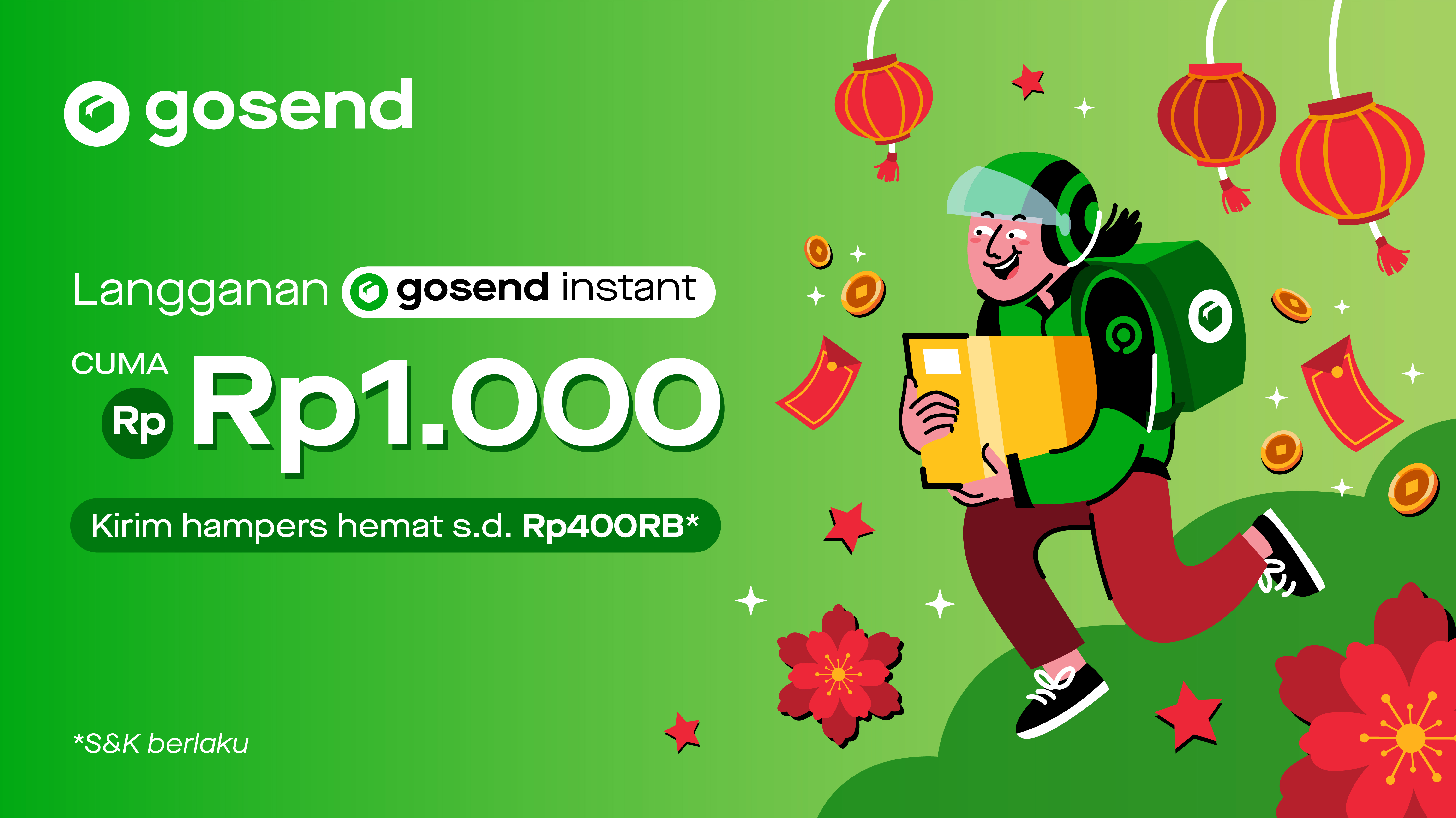 Langganan GoSend Instant Cuma Rp1RB Hemat s.d Rp400RB!