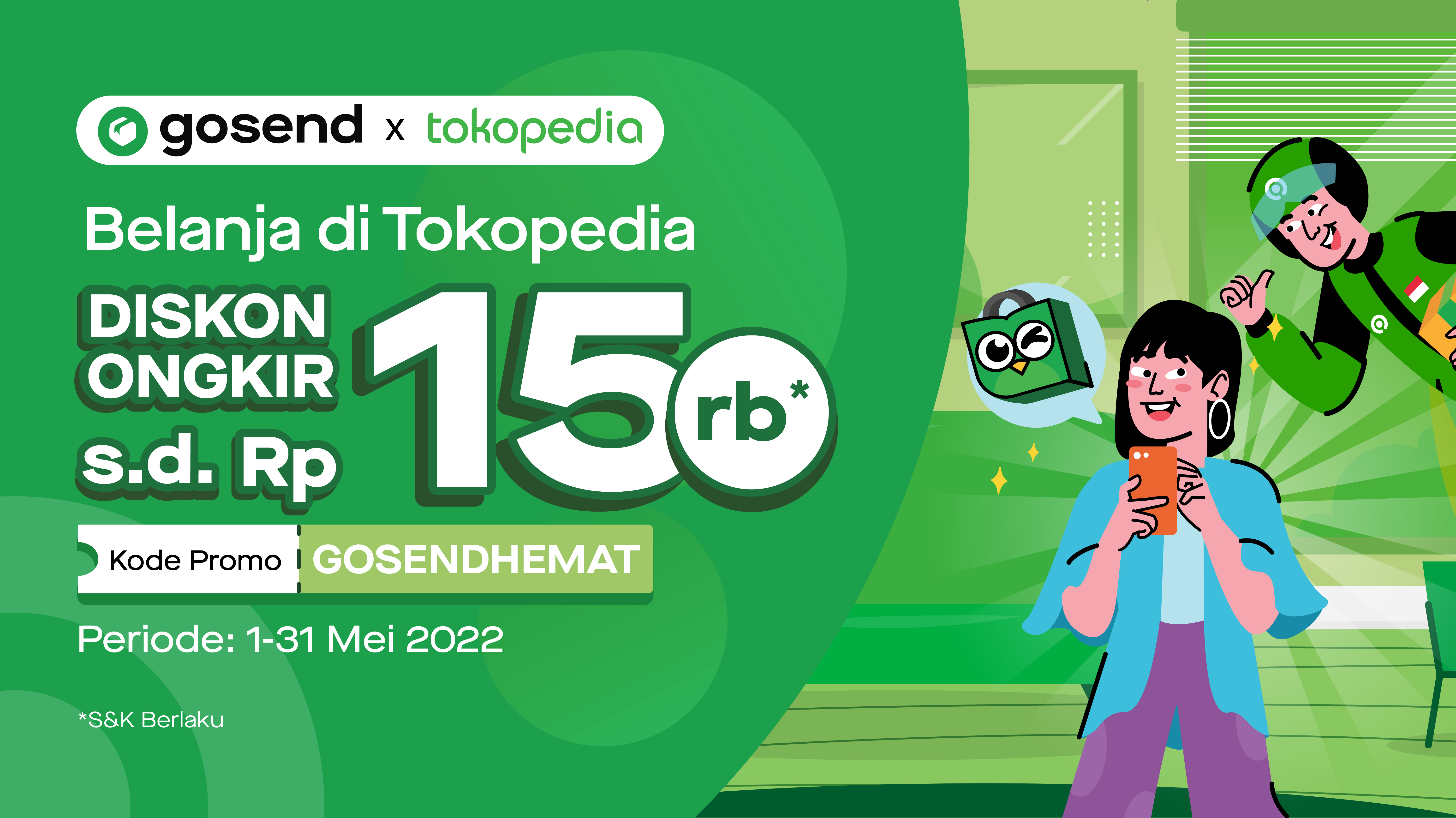 Belanja di Tokopedia, makin hemat dengan diskon GoSend s.d. Rp15rb