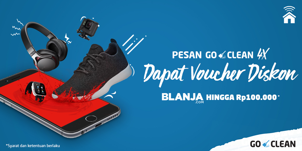 Pesan GO-CLEAN 4x, Dapat Voucher BLANJA.COM hingga Rp100.000