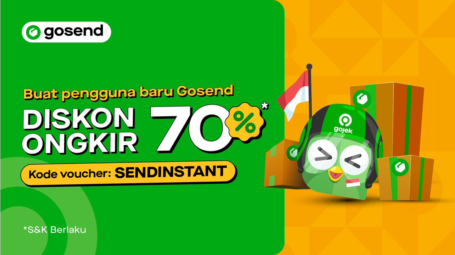 Promo Kolaborasi Anak Bangsa dari GoSend: Diskon Ongkir s.d 70%