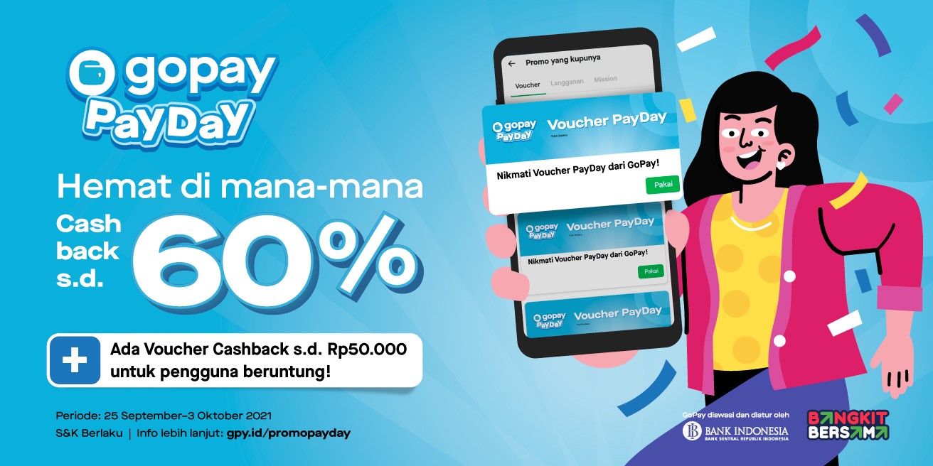 Promo GoPay PayDay: Diskon, Cashback, & Voucher Cashback