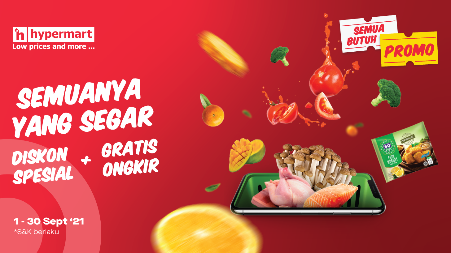 Belanja sehari-hari di Hypermart via GoMart diskon dan gratis ongkir setiap hari!