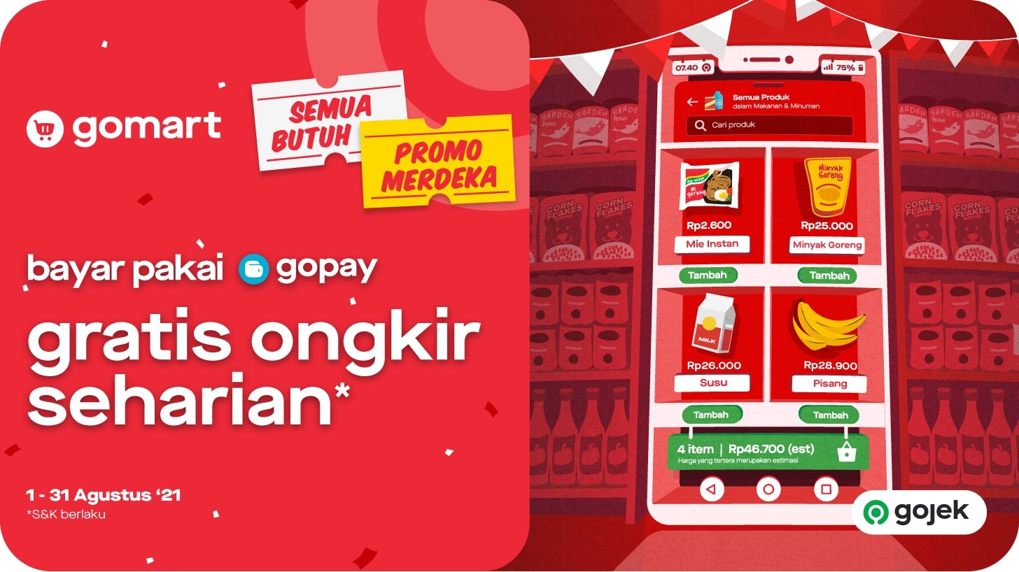 Promo Kemerdekaan GoMart: Gratis Ongkir Seharian*
