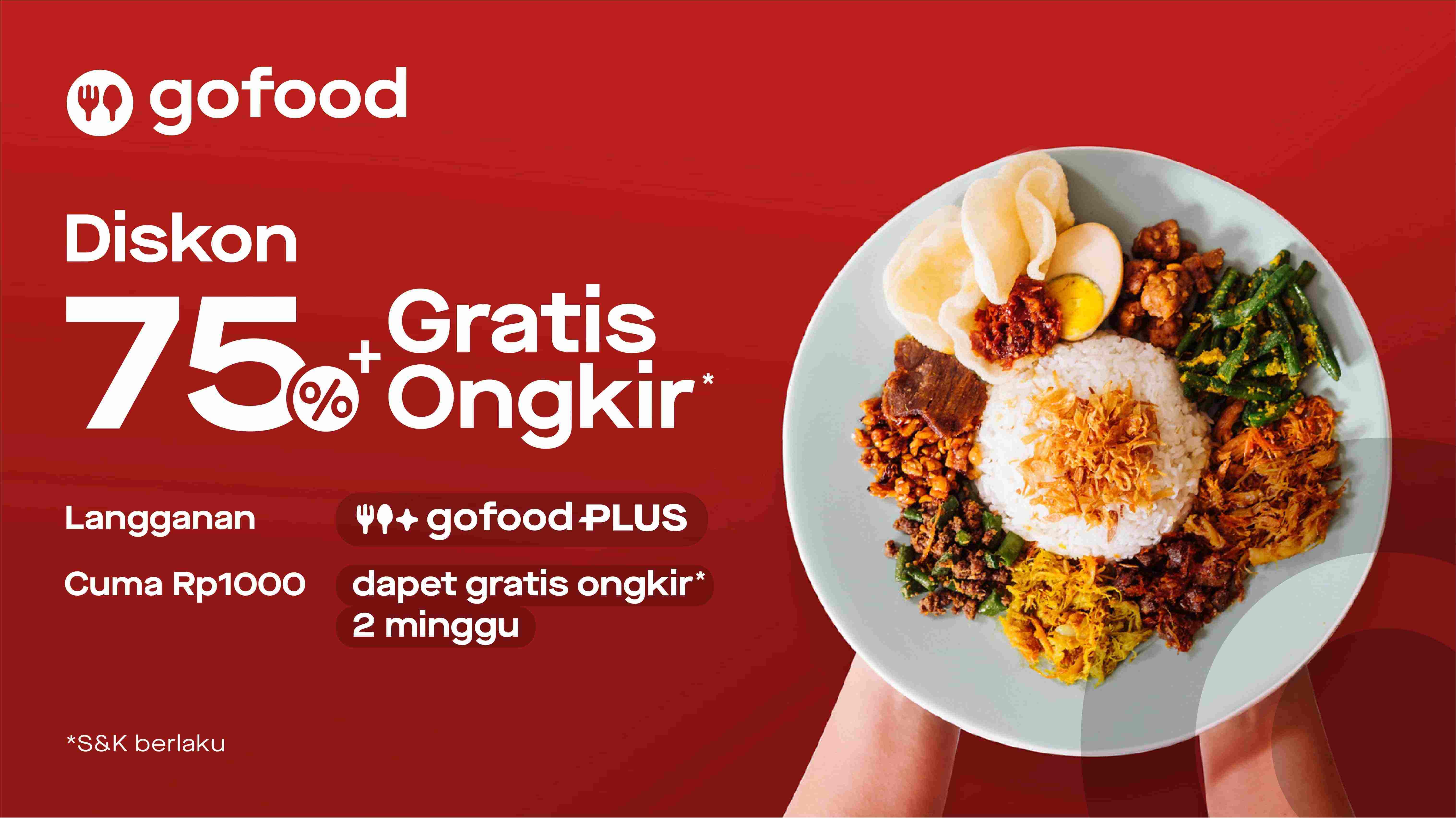 Promo Kolaborasi Anak Bangsa dari GoFood: Diskon 75% + Gratis Ongkir* dan GoFood Plus cuma Rp1.000
