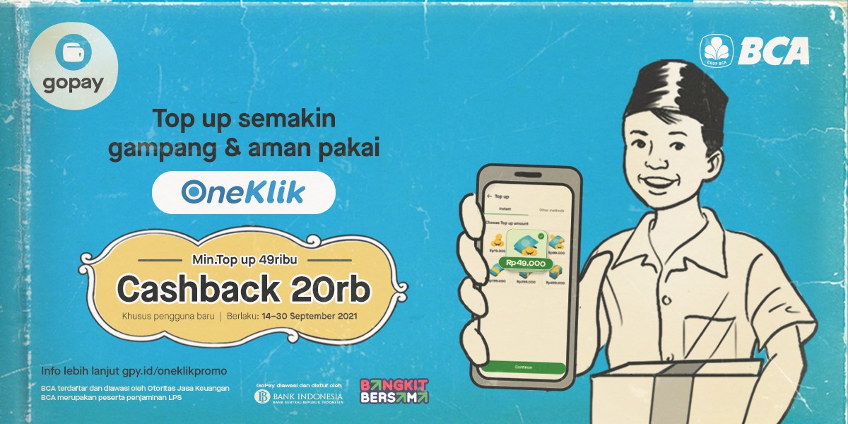 OneKlik Promo: Get GoPay Balance Bonus IDR 20,000