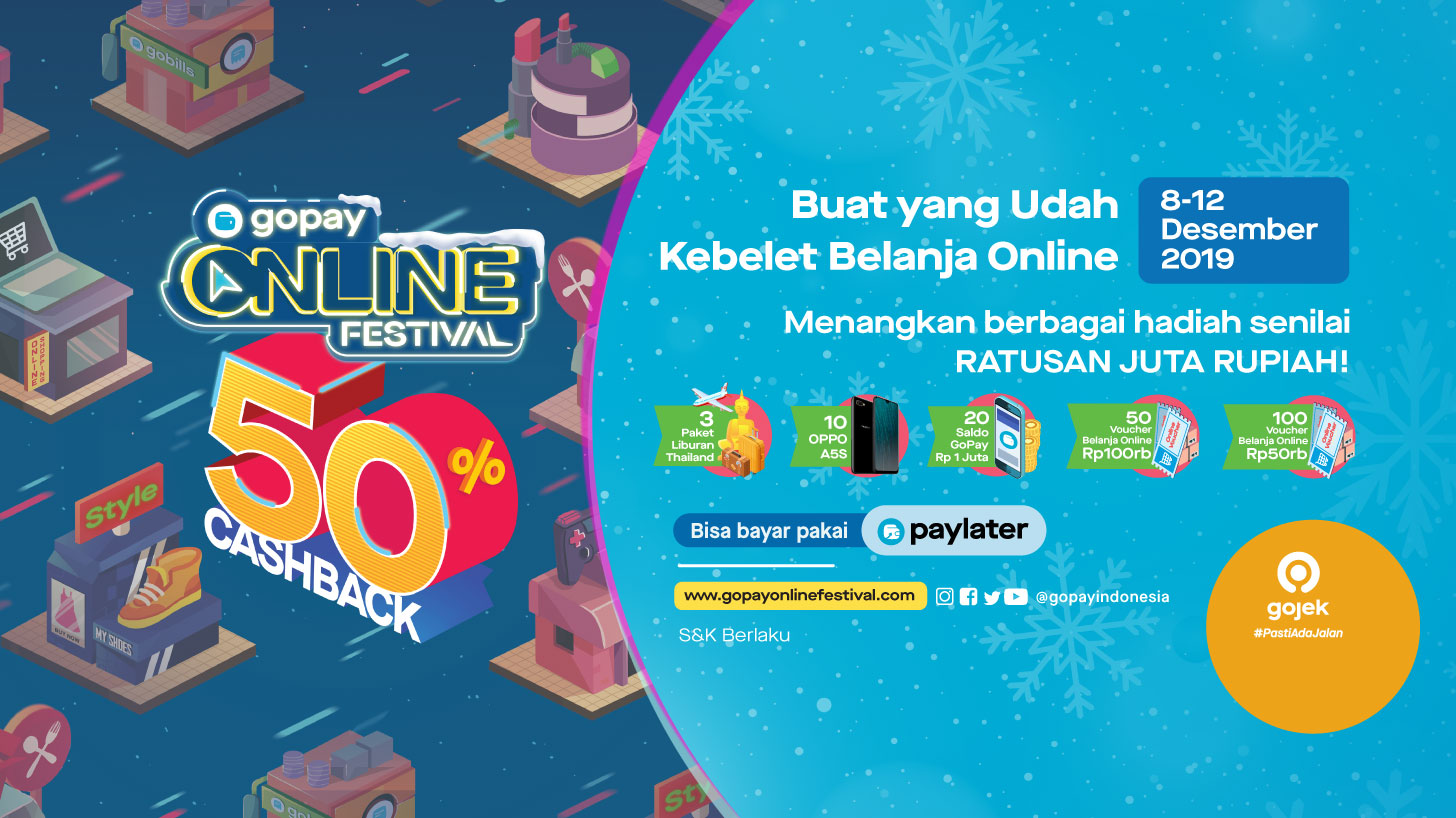 Promo GoPay Online Festival Desember 2019: CASHBACK 50%