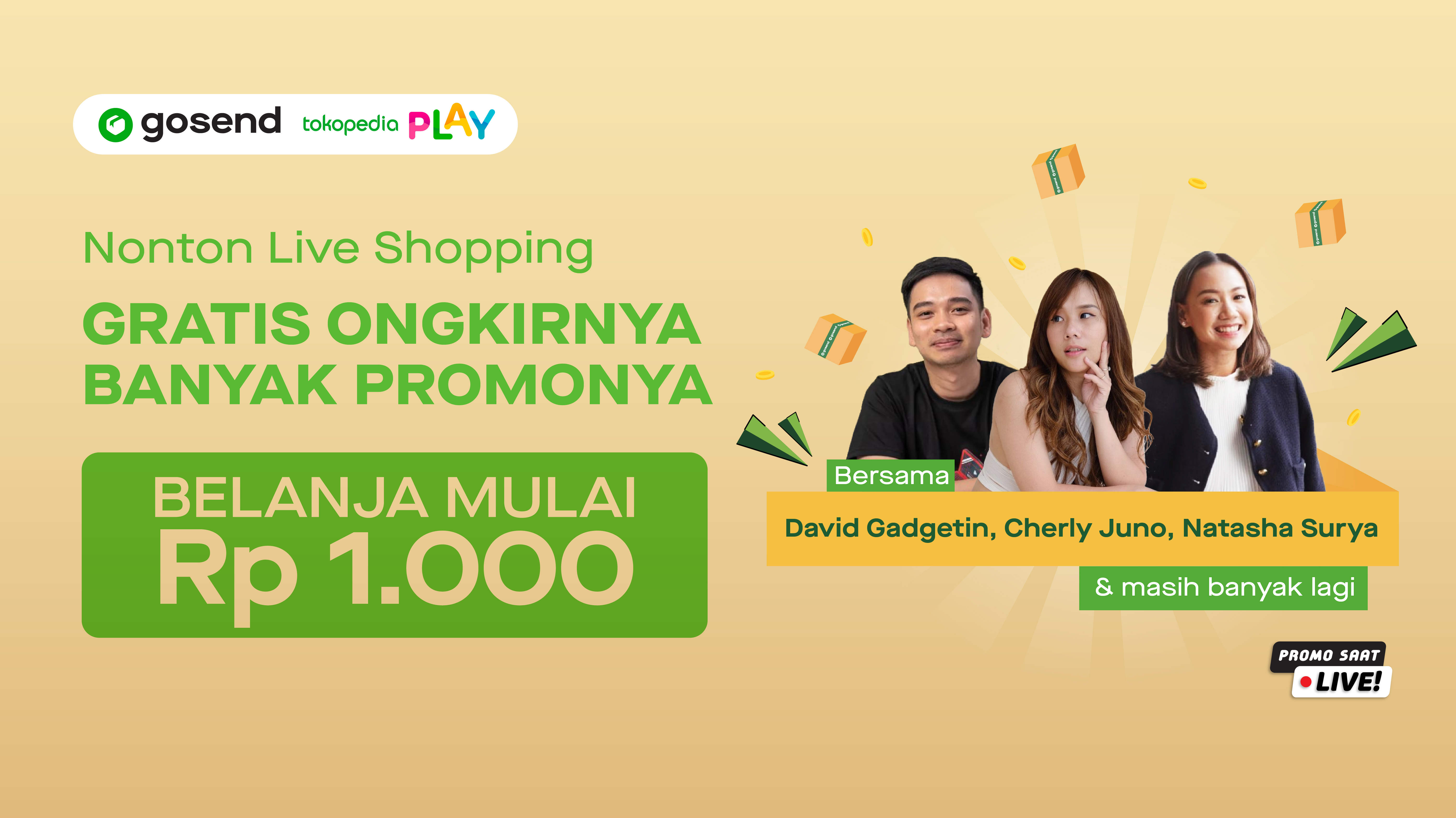 Promo spesial, giveaway, gratis ongkir semuanya ada di Tokopedia Play