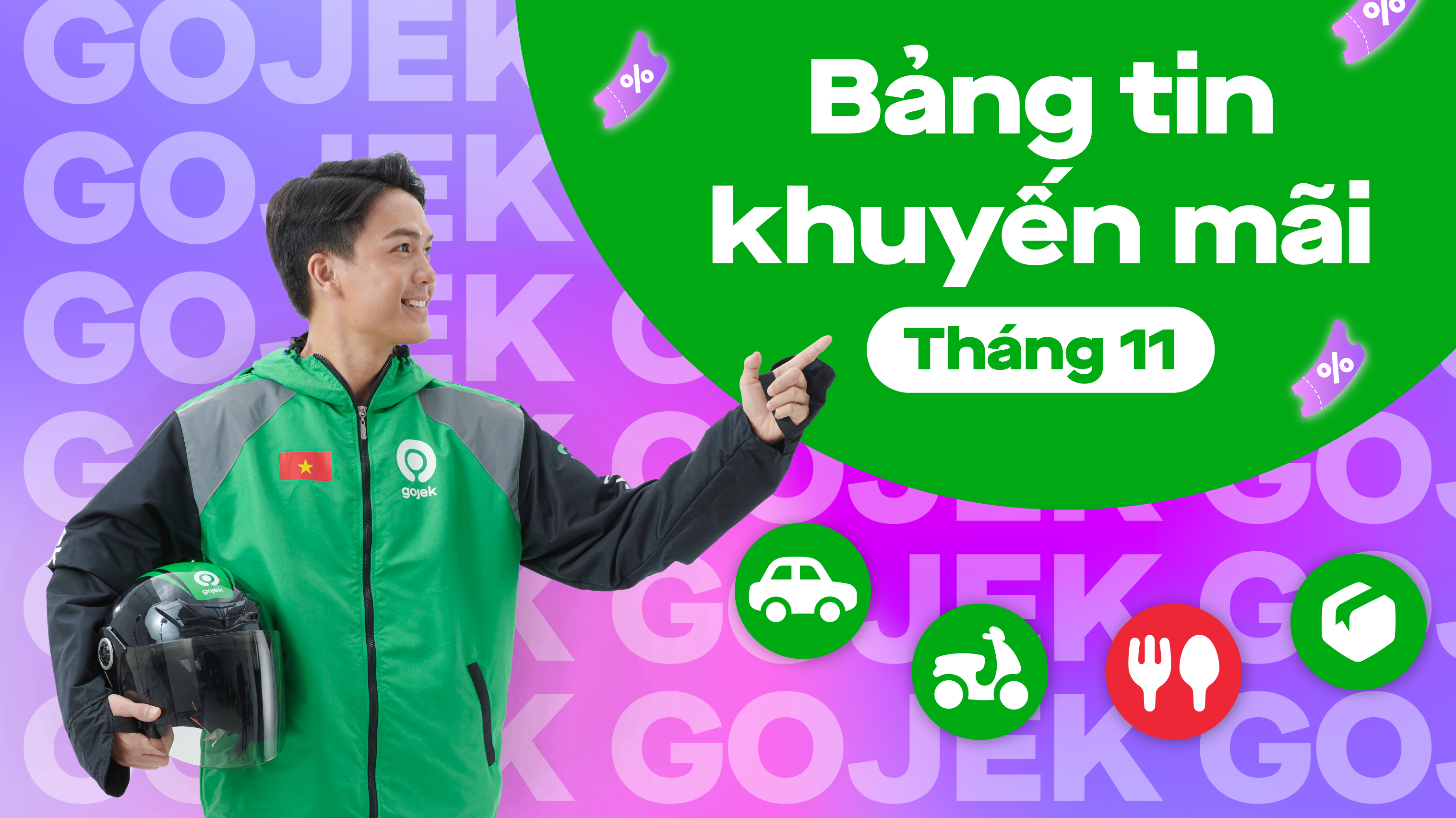 Bảng tin Khuyến mãi tháng 11 của Gojek