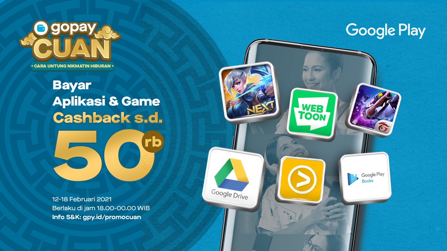 Promo CUAN: Diskon 70% dan Cashback Rp50.000 di Google Play