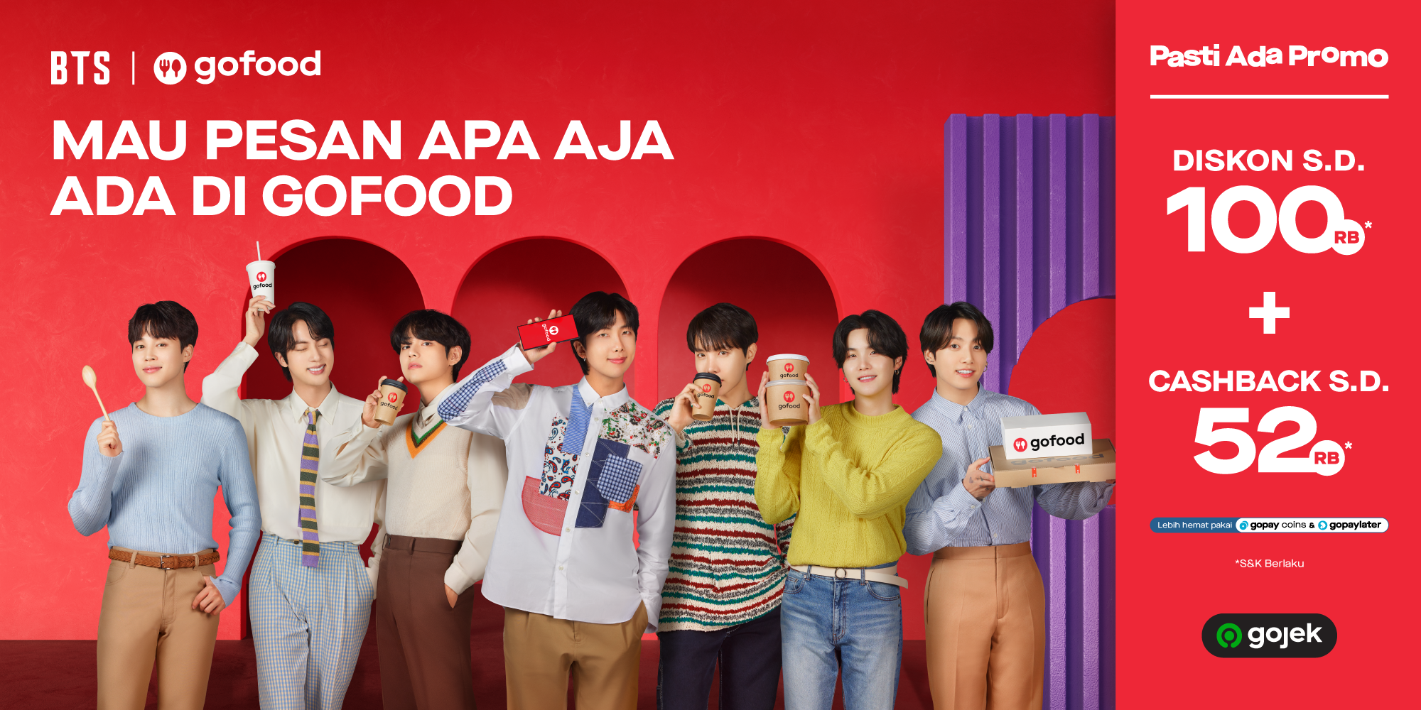 Promo BTS | GOFOOD: Diskon s.d 110rb & Cashback s.d. 52rb!